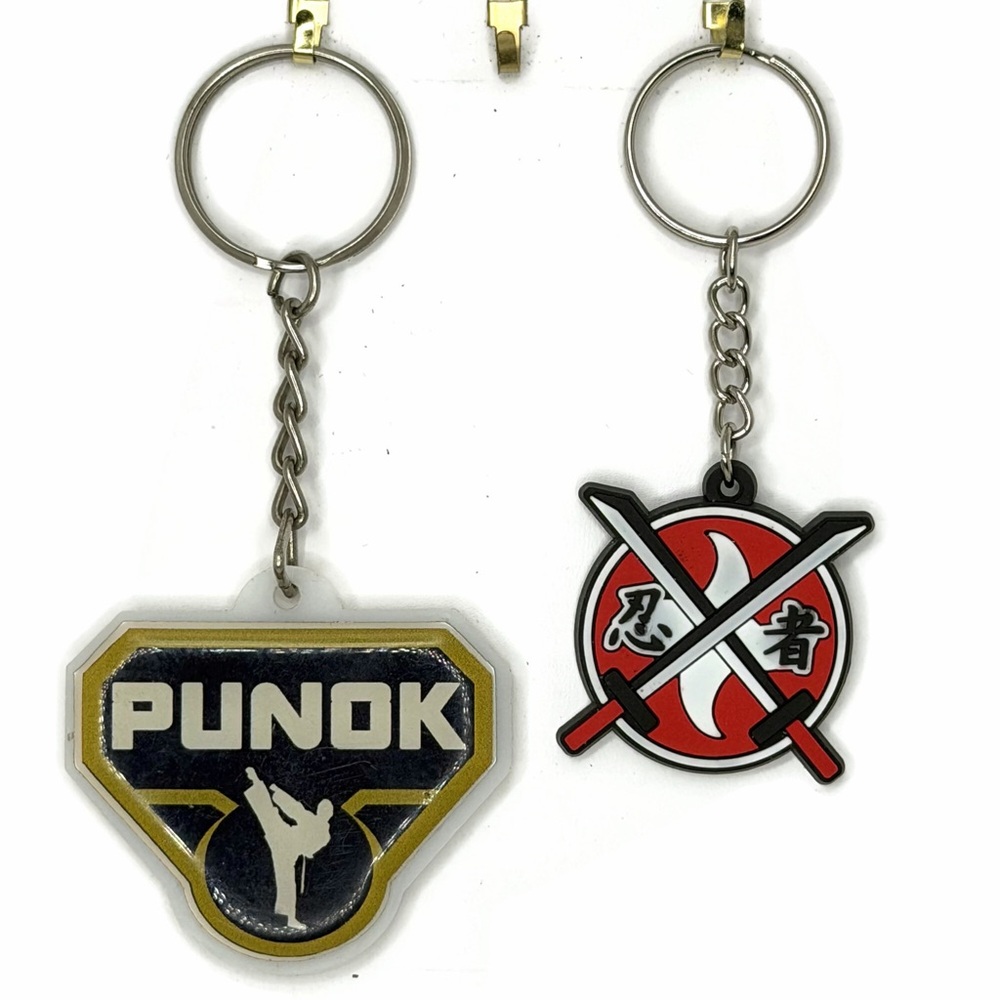 PUNOK Logo and Ninja Sword Red Emblem Rubber Keychains